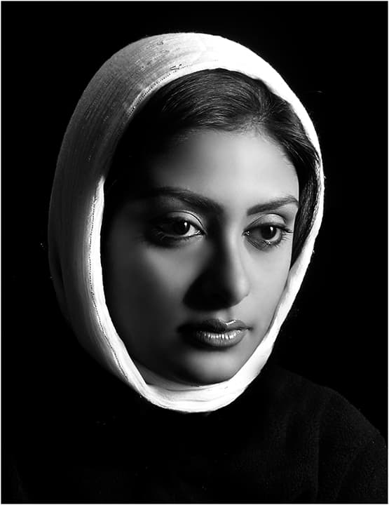 White headscarf against black